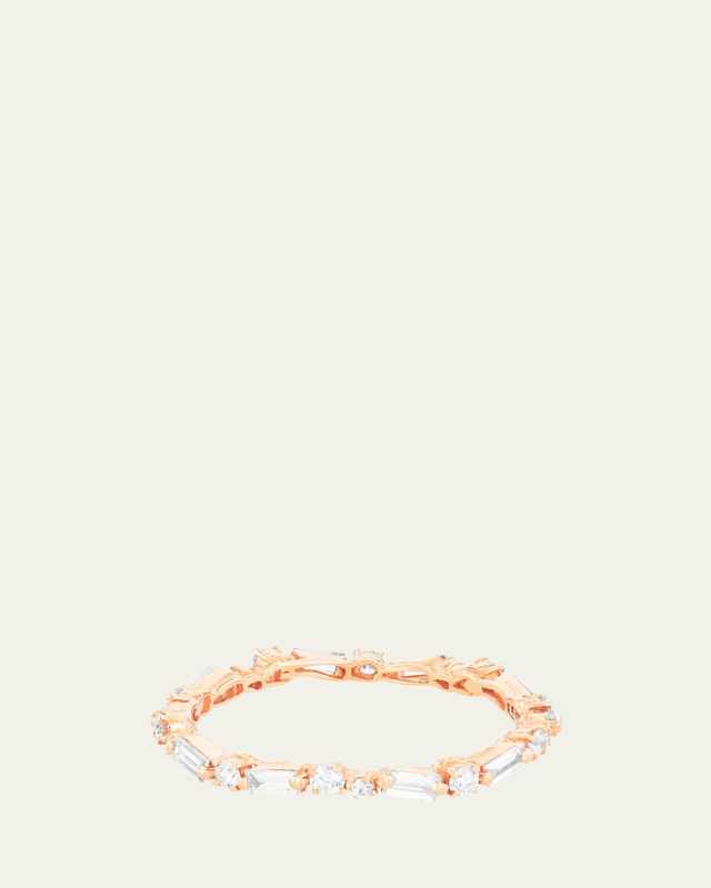 18K Rose Gold Fireworks Thin Mix Eternity Band Ring